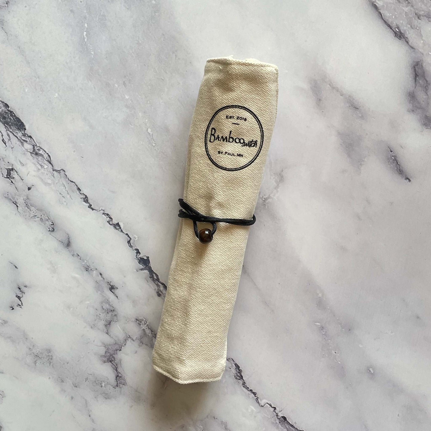 Bamboo Travel Cutlery Set cotton pouch