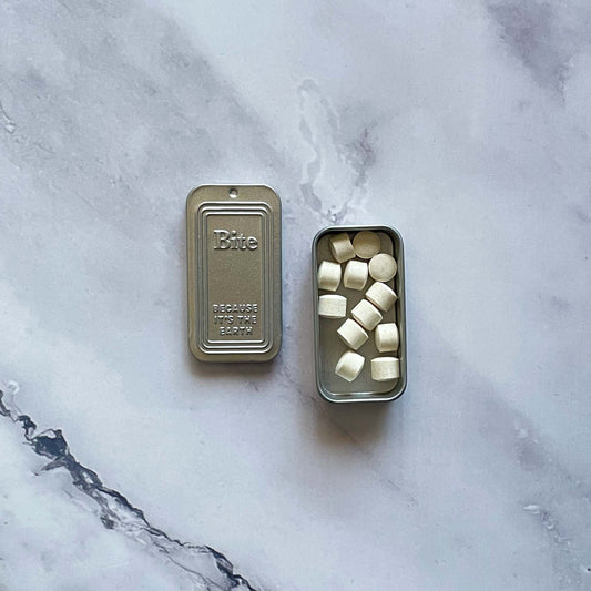 Travel Tin with Bits toothpaste tablets