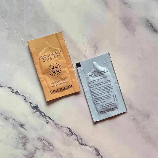 Organic Deodorant Cream, Skin-Friendly, Travel Packs - Front and Back of pouch