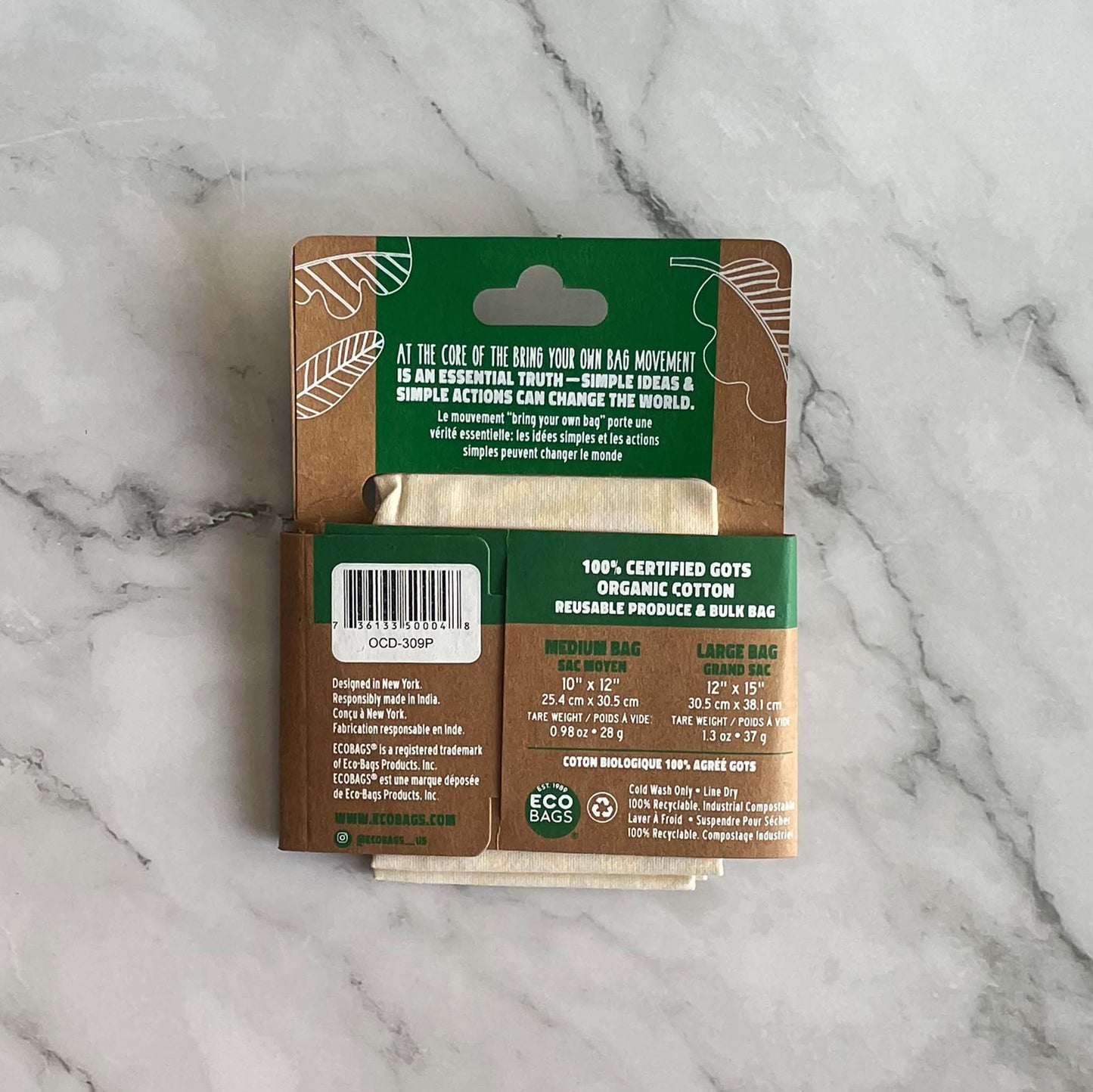 Cloth Produce & Bulk Bag back of packaging