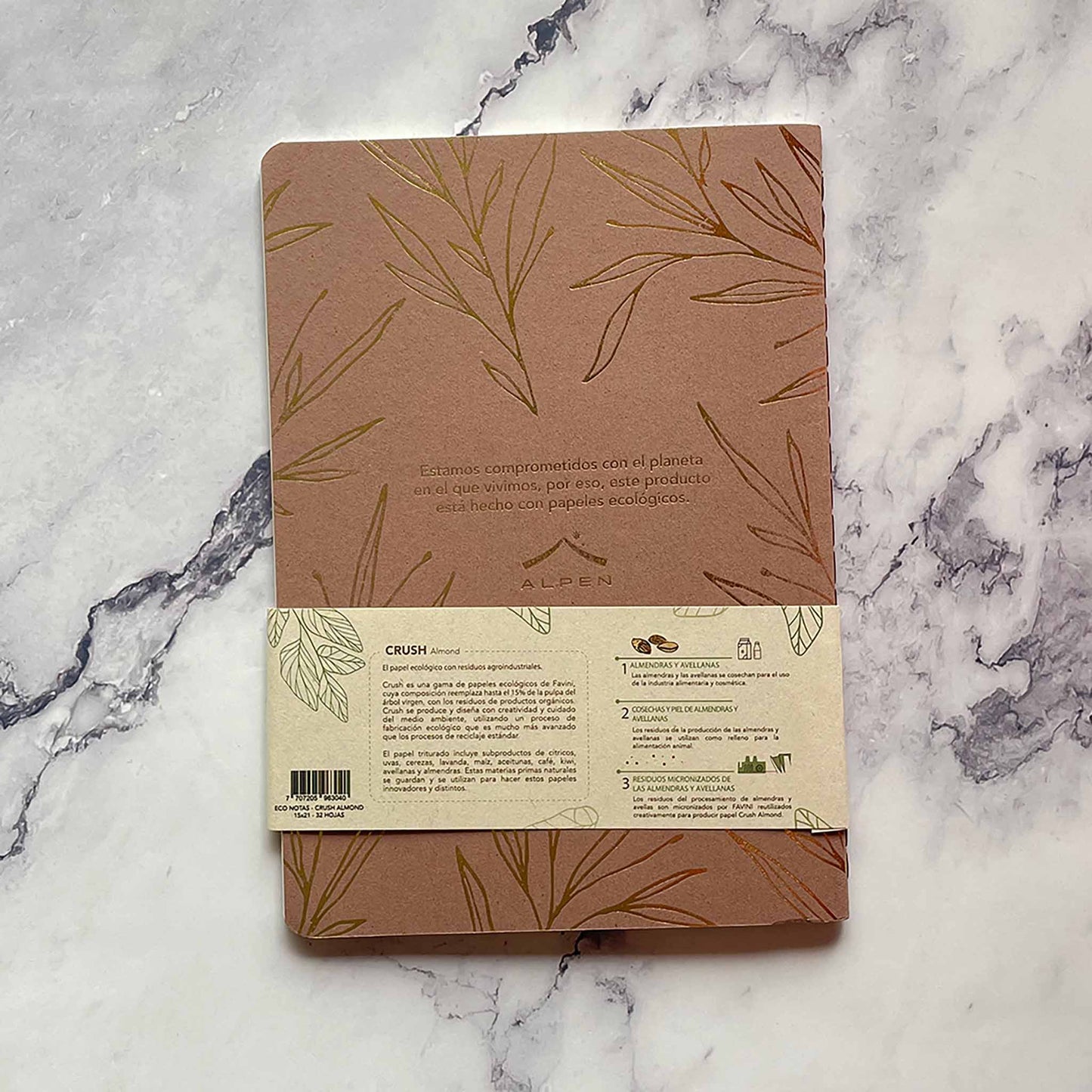 Eco Notebook with Eco-friendly Crush Almond Cover Paper