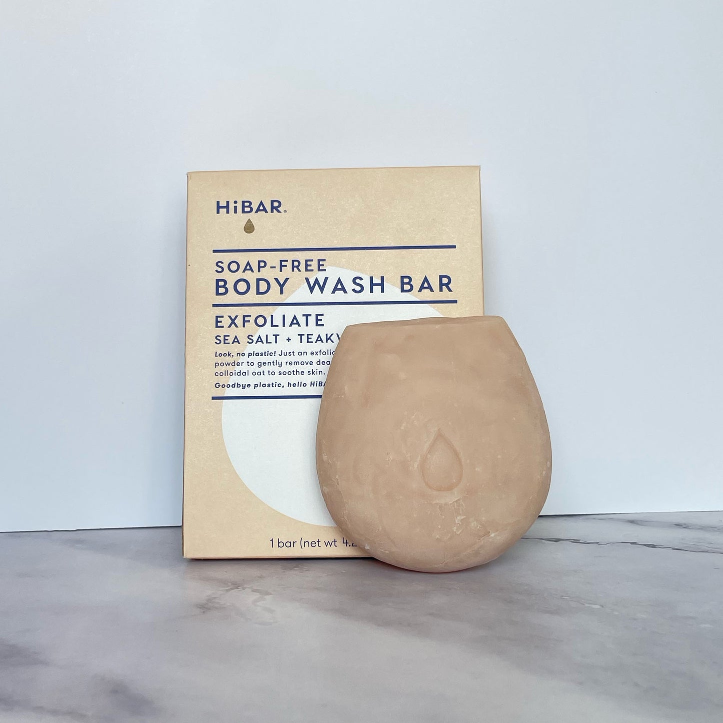 HiBAR Soap-Free Exfoliate Body Wash Bar and Packaging