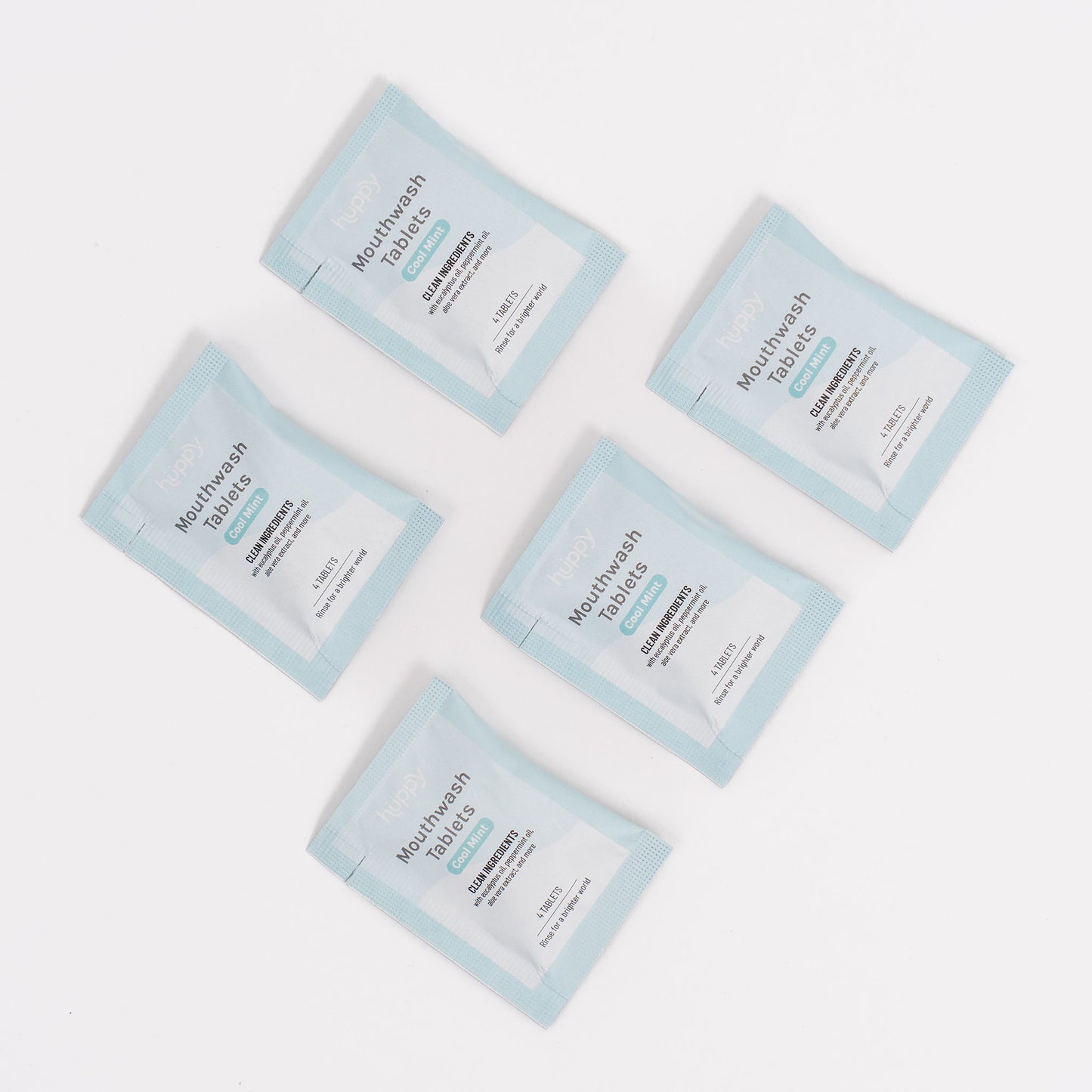 Mouthwash Tablets, Plastic-Free, Alcohol-Free, Travel Pack, 5 Packs, 4 Tablets per Pack