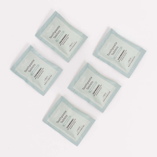 Toothpaste Tablets, Plastic-Free, Travel Pack, 5 Packs, Peppermint
