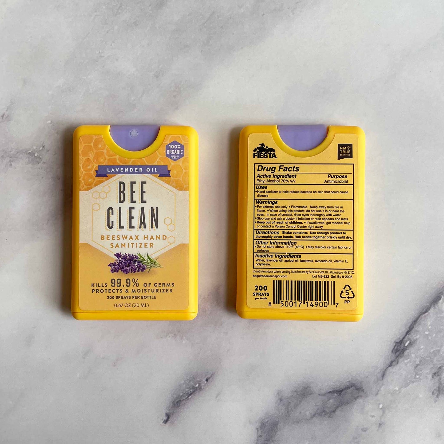 Bee Clean Beeswax Hand Sanitizer, Organic and Natural Germ Protection, Lavender Scent, Front and Back Packaging