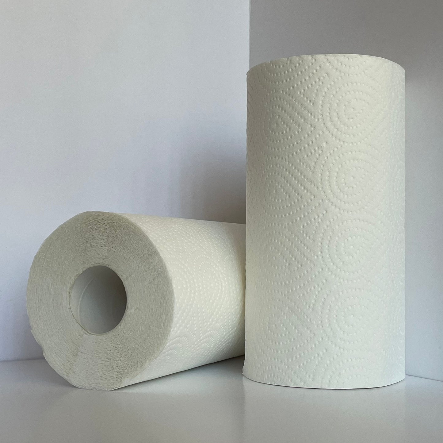 two rolls of bamboo paper towel