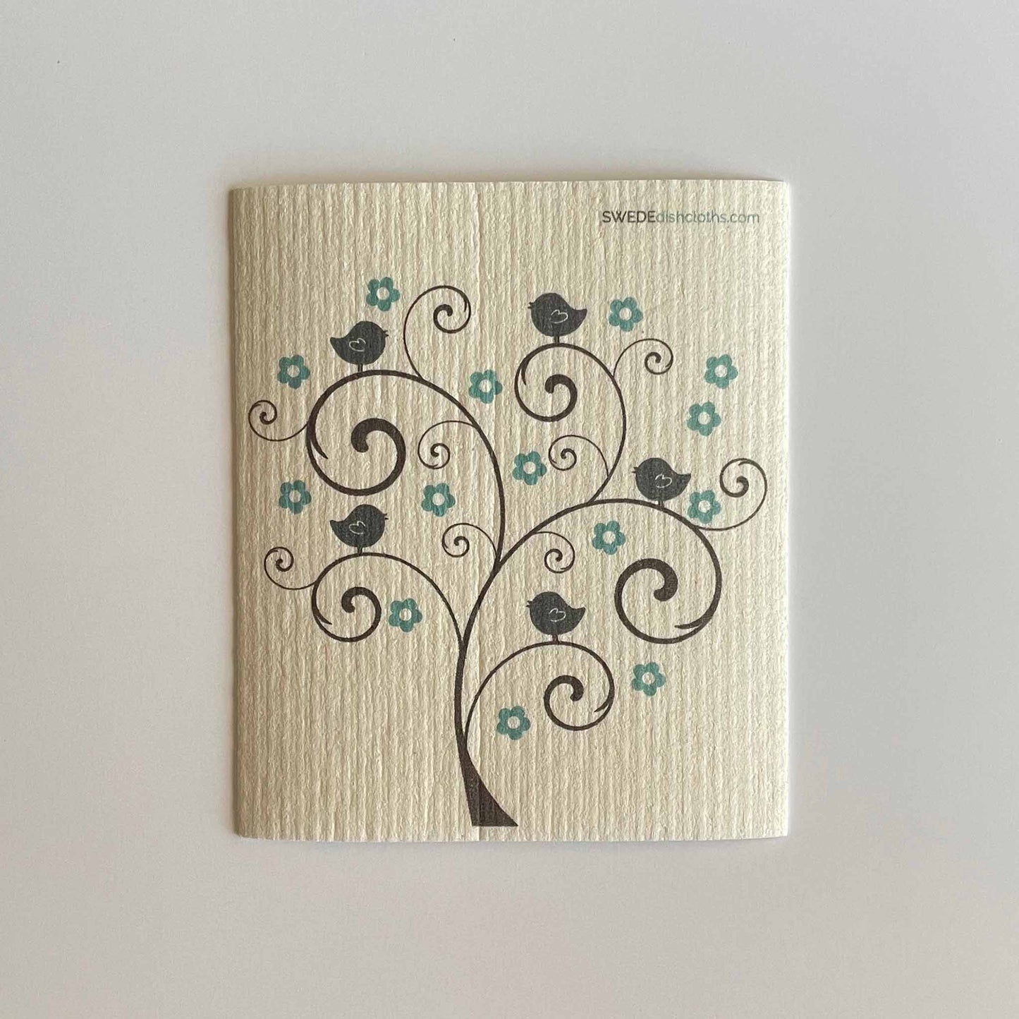 Swedish Dishcloths Bird and Flowers on Tree