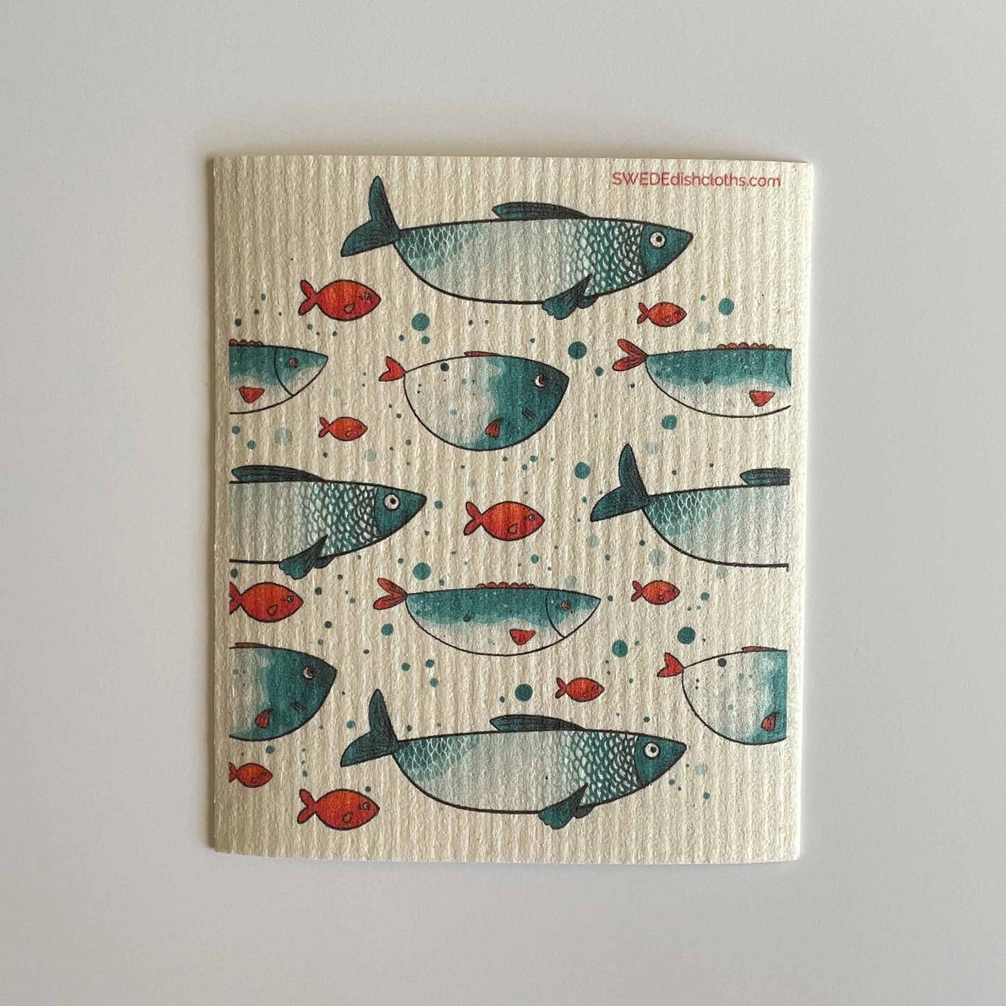 Swedish Dishcloths Blue and Red Fish