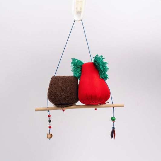 Upcycled Fabric Owl Mobile - Back