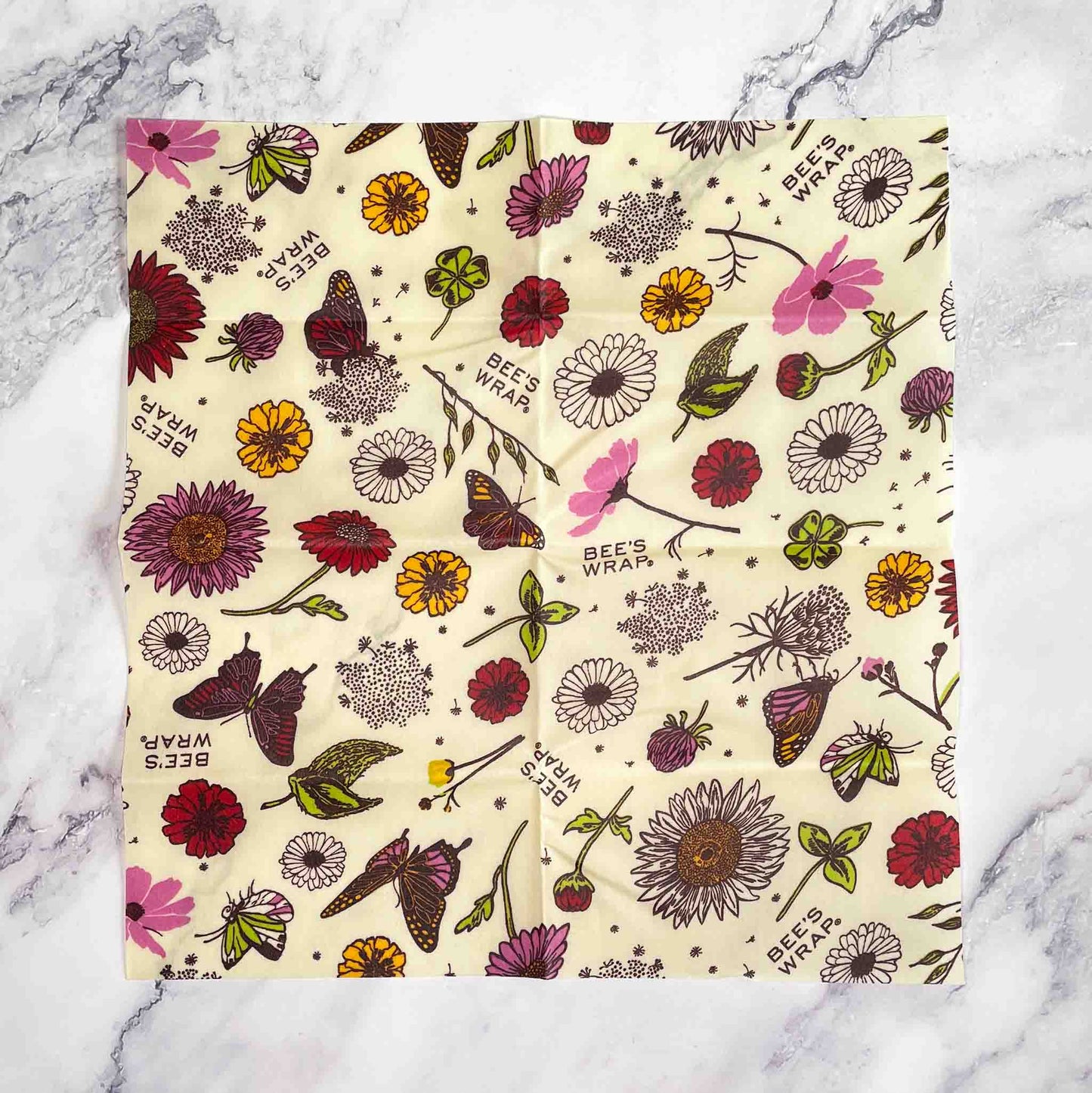 Vegan, Plant-Based Wax Wraps, Plastic-Free Food Wrap, Reusable, 3-Pack, Meadow Magic Closeup