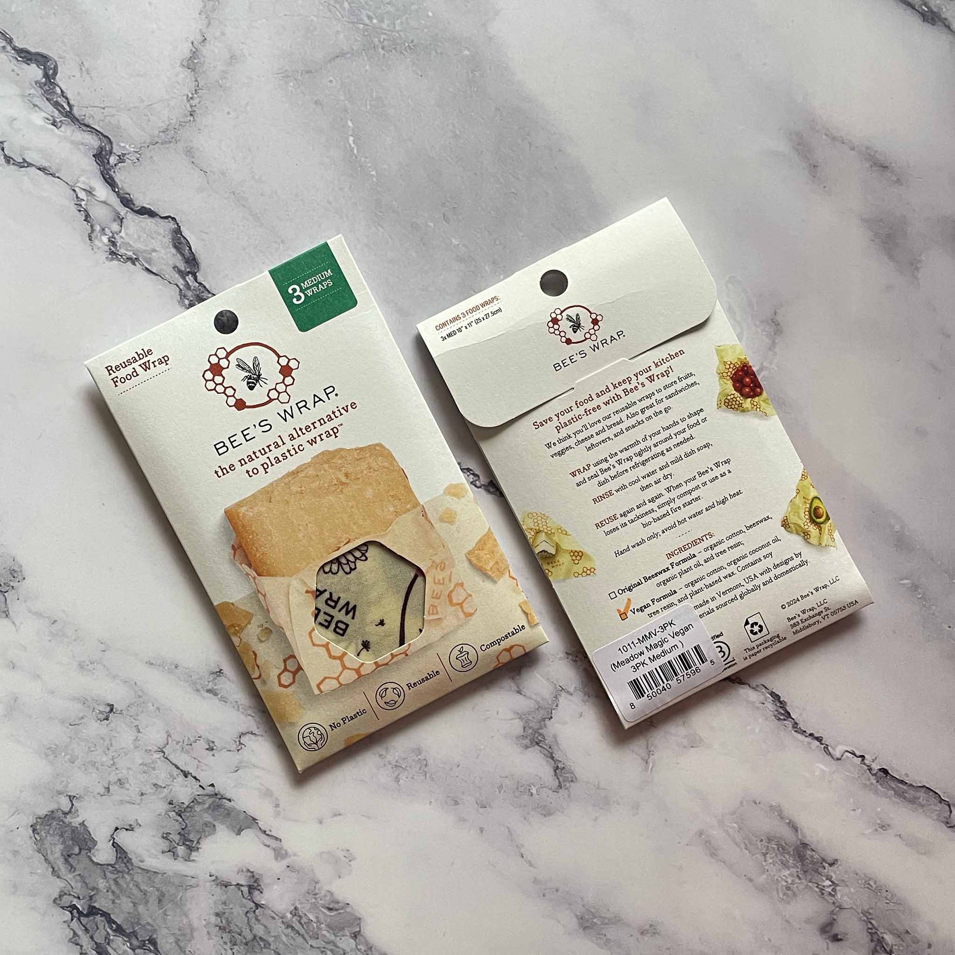plant based plastic wrap Vegan Food Wrap – Reusable, Plastic-Free, Medium, 3-Pack