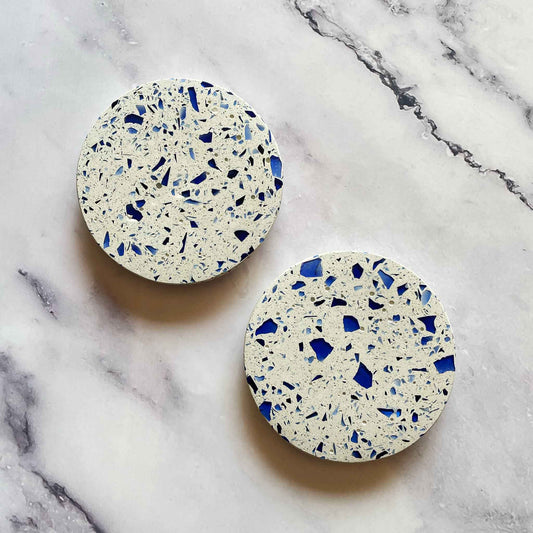 Heliconia Coasters Made From Recycled Construction Materials - Sustainable Drink Coasters, Set of 2