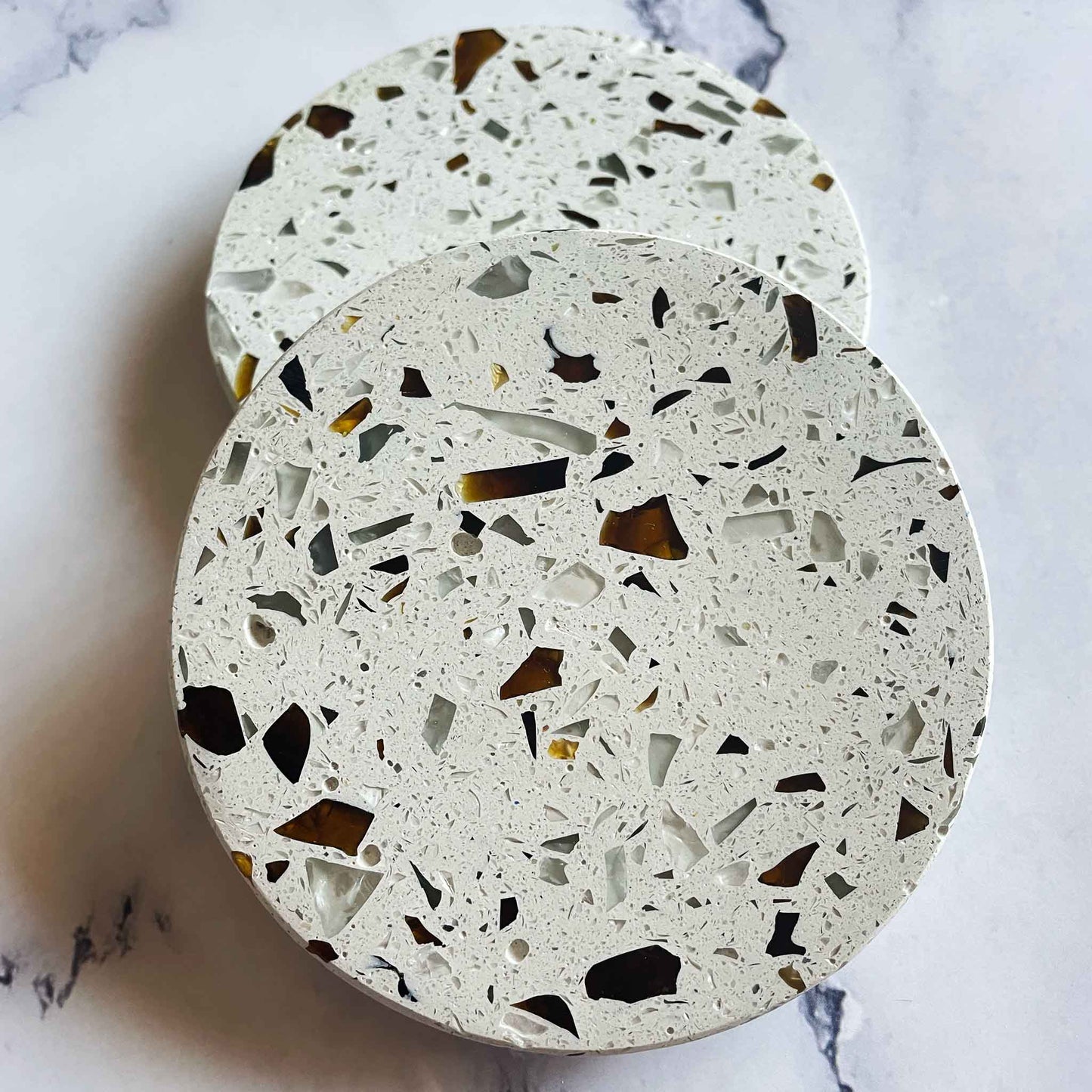 Heliconia Coasters Made From Recycled Construction Materials - Sustainable Drink Coasters, Set of 2