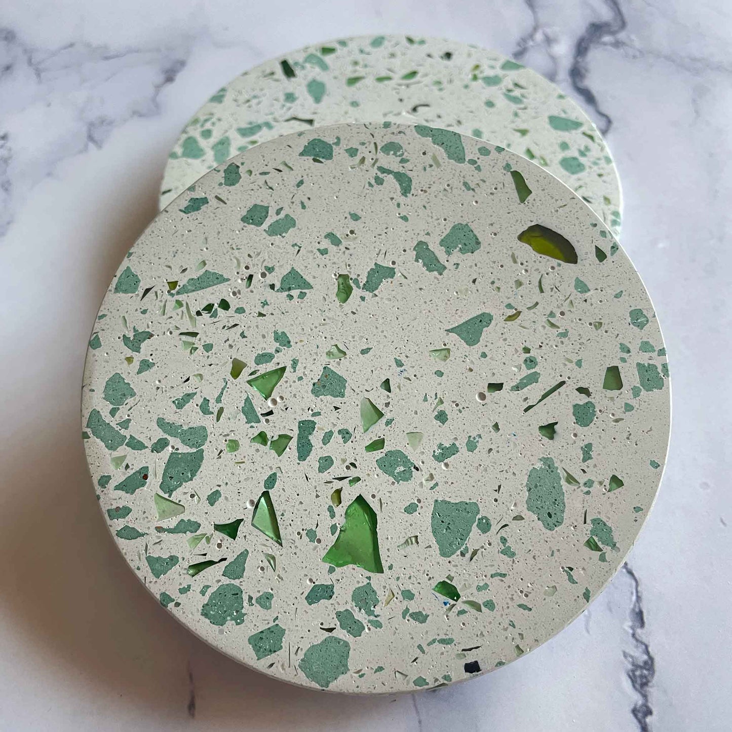 Heliconia Coasters Made From Recycled Construction Materials - Sustainable Drink Coasters, Set of 2