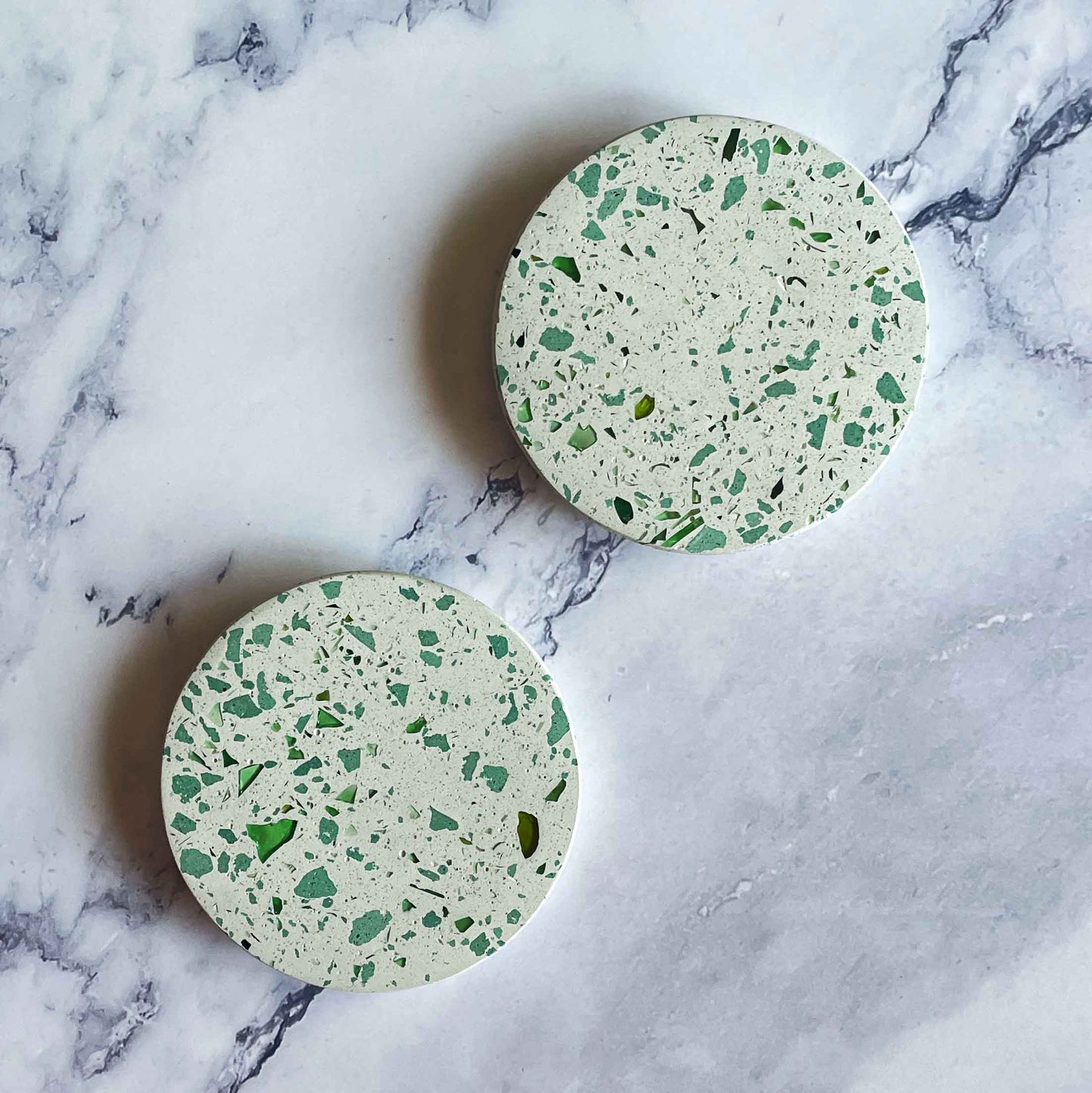 Heliconia Coasters Made From Recycled Construction Materials - Sustainable Drink Coasters, Set of 2