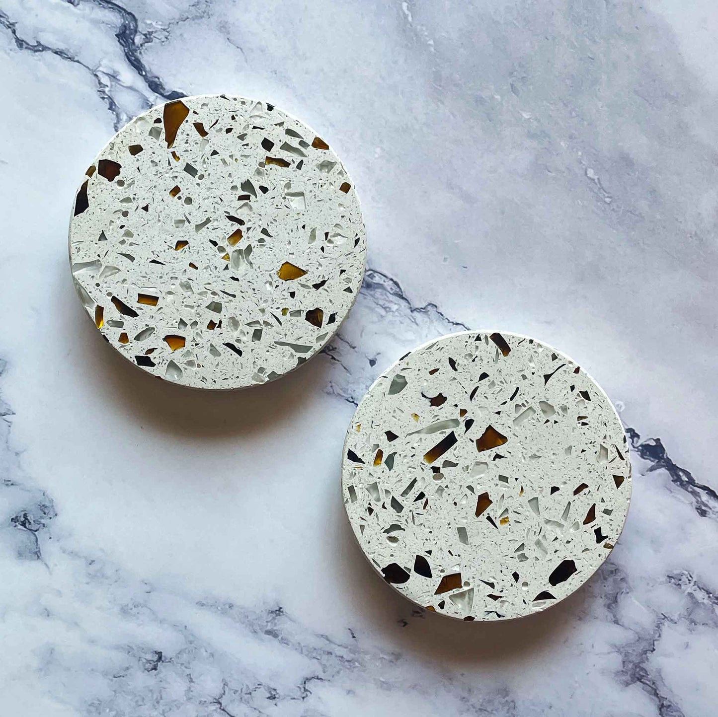Heliconia Coasters Made From Recycled Construction Materials - Sustainable Drink Coasters, Set of 2