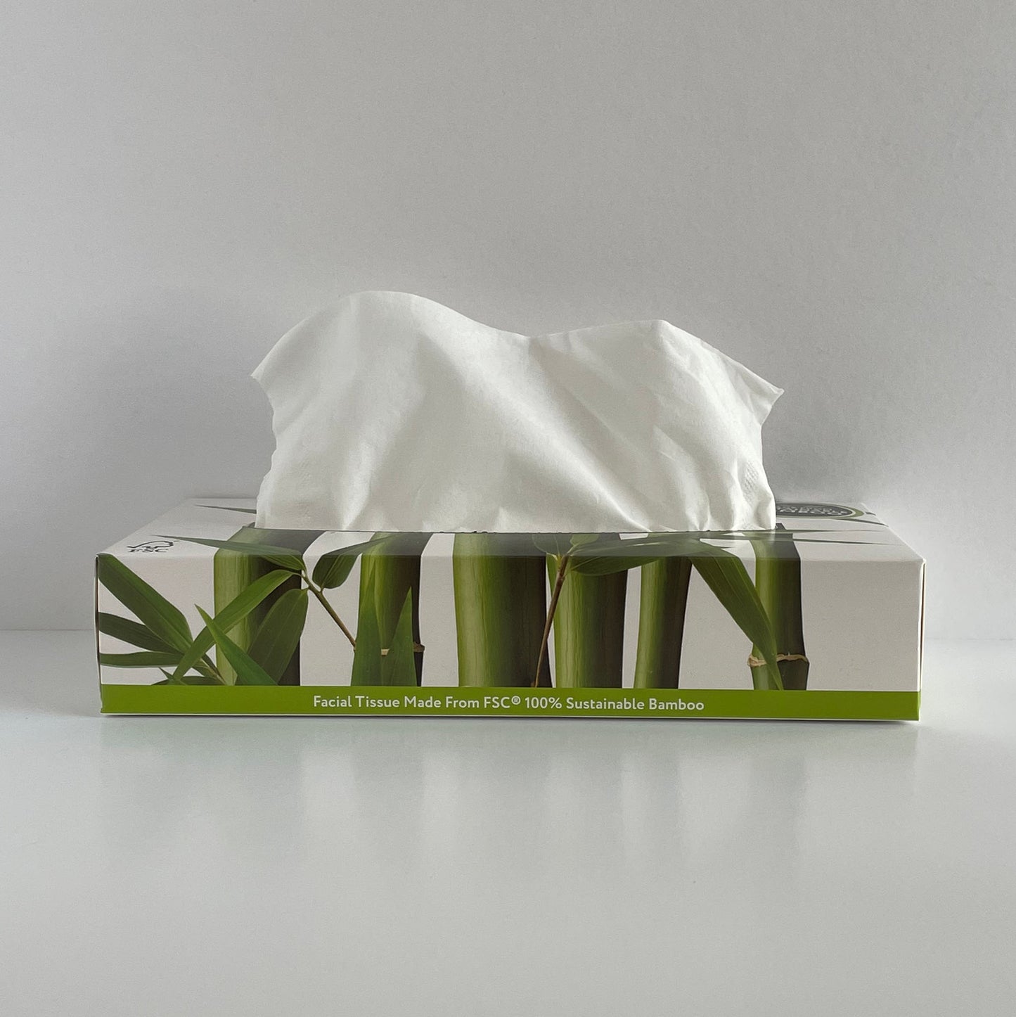 Box of Bamboo Facial Tissue, tissue coming out of the box