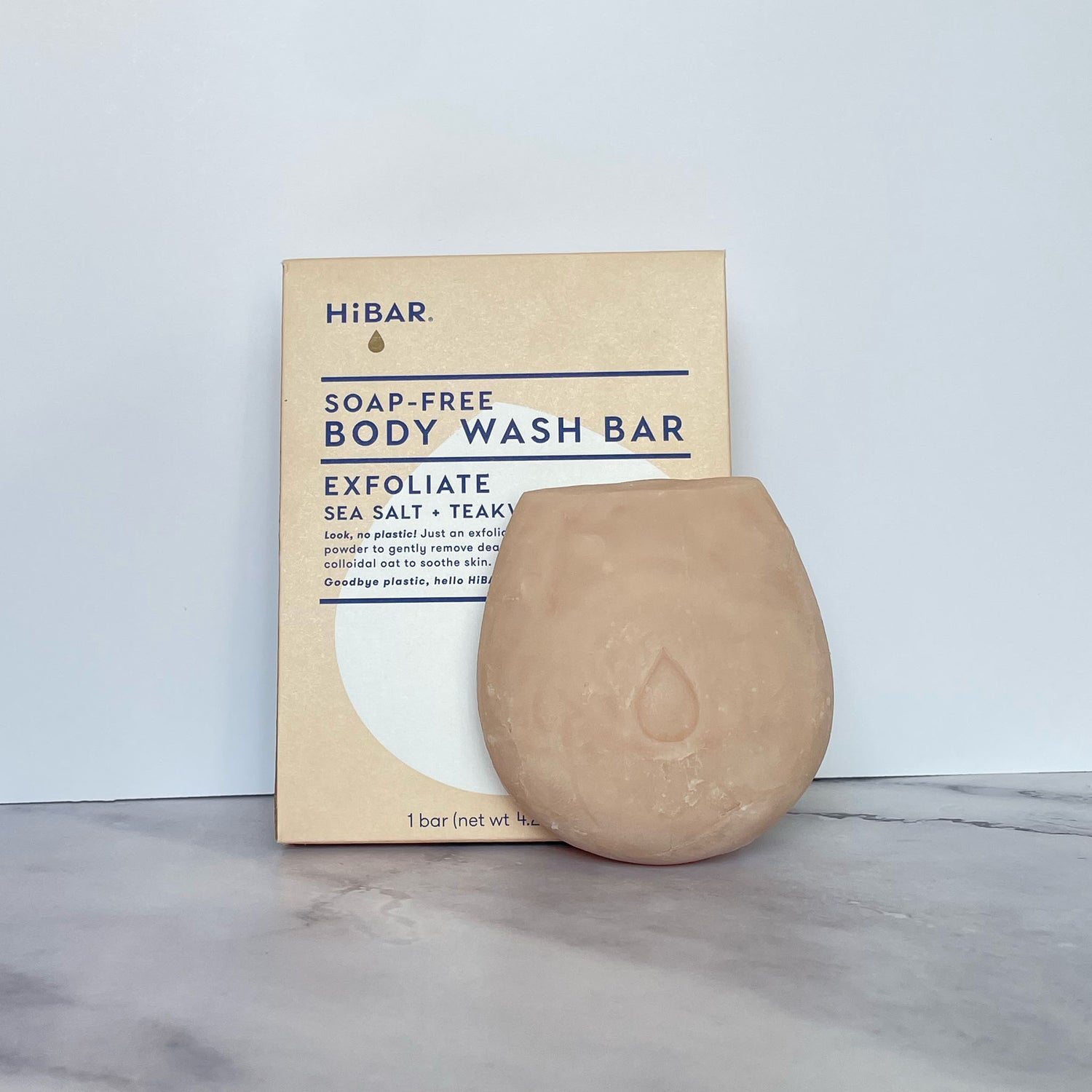 HiBAR Soap-Free Exfoliate Body Wash Bar and Packaging