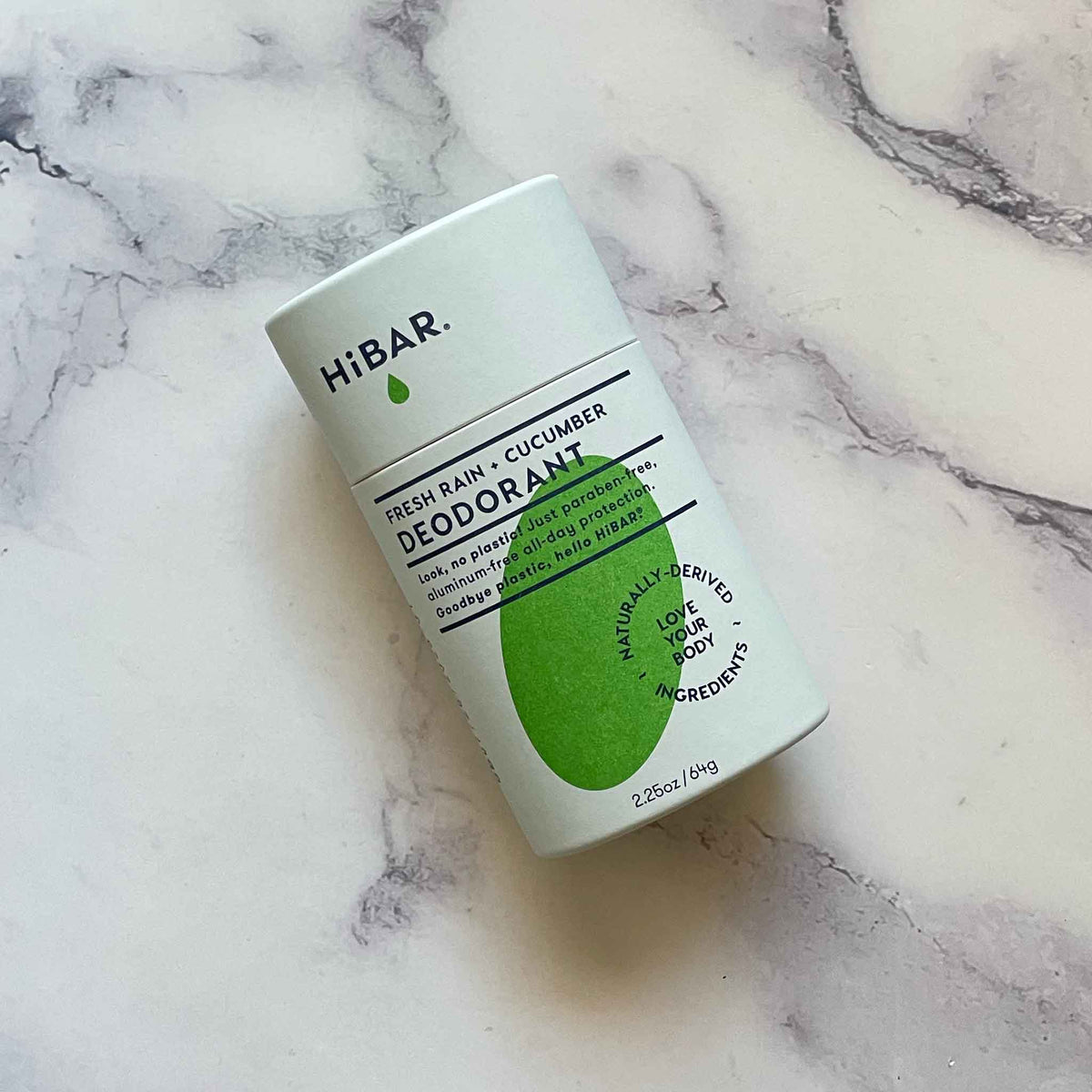 HiBAR’s vegan, plastic-free, and aluminum-free deodorant bar: Fragrance Fresh Rain plus Cucumber