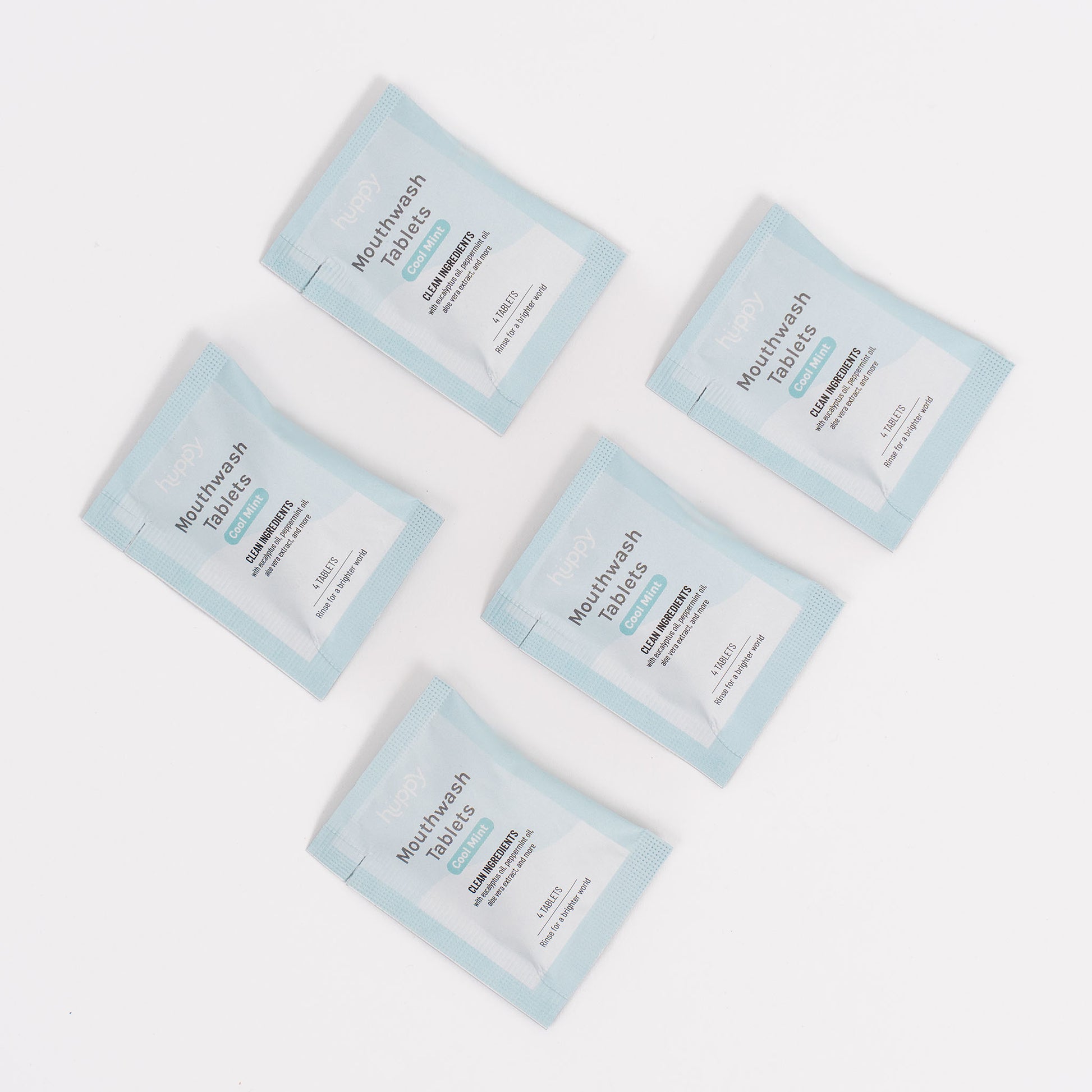 Mouthwash Tablets, Plastic-Free, Alcohol-Free, Travel Pack, 5 Packs, 4 Tablets per Pack