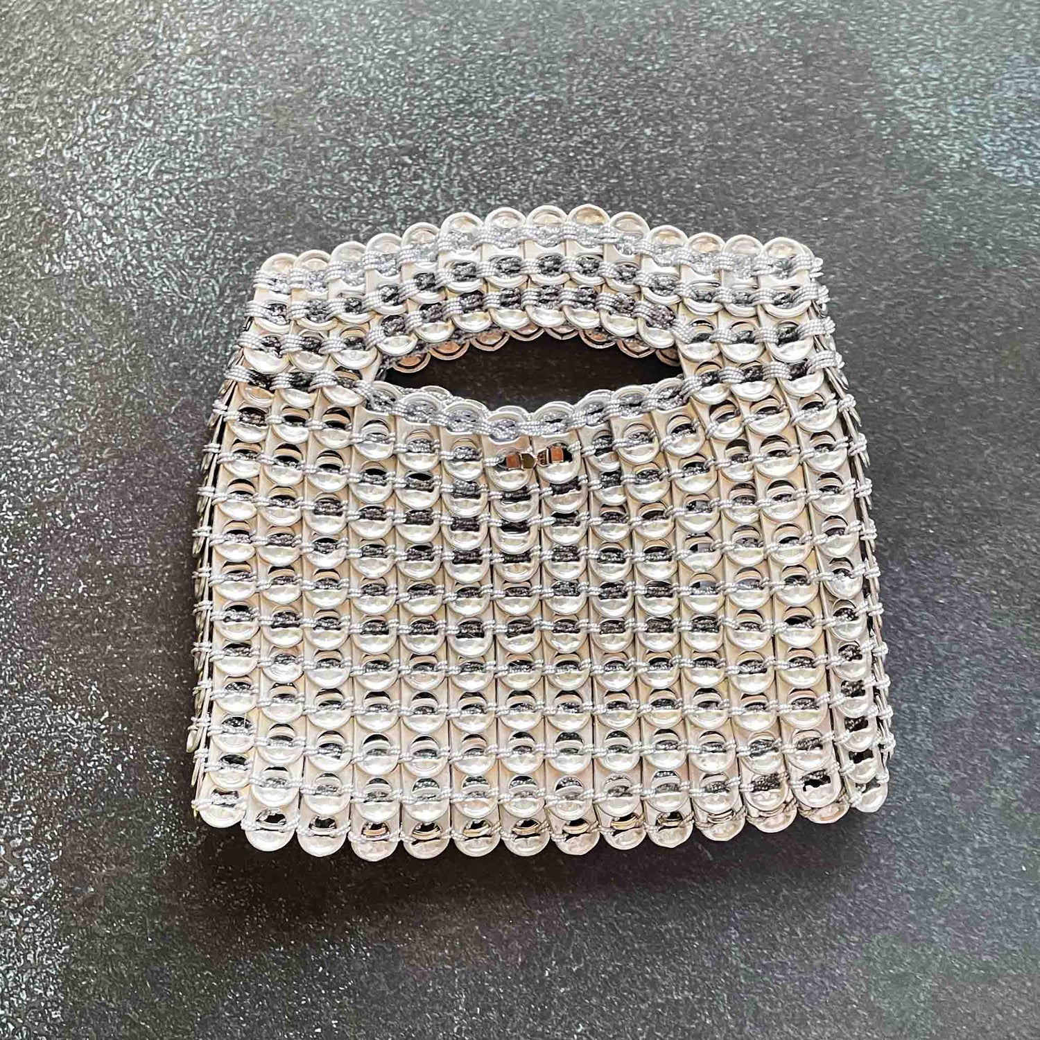 Alice Aluminum Can Pop Pull Tab Silver Cut-Out Clutch Side View