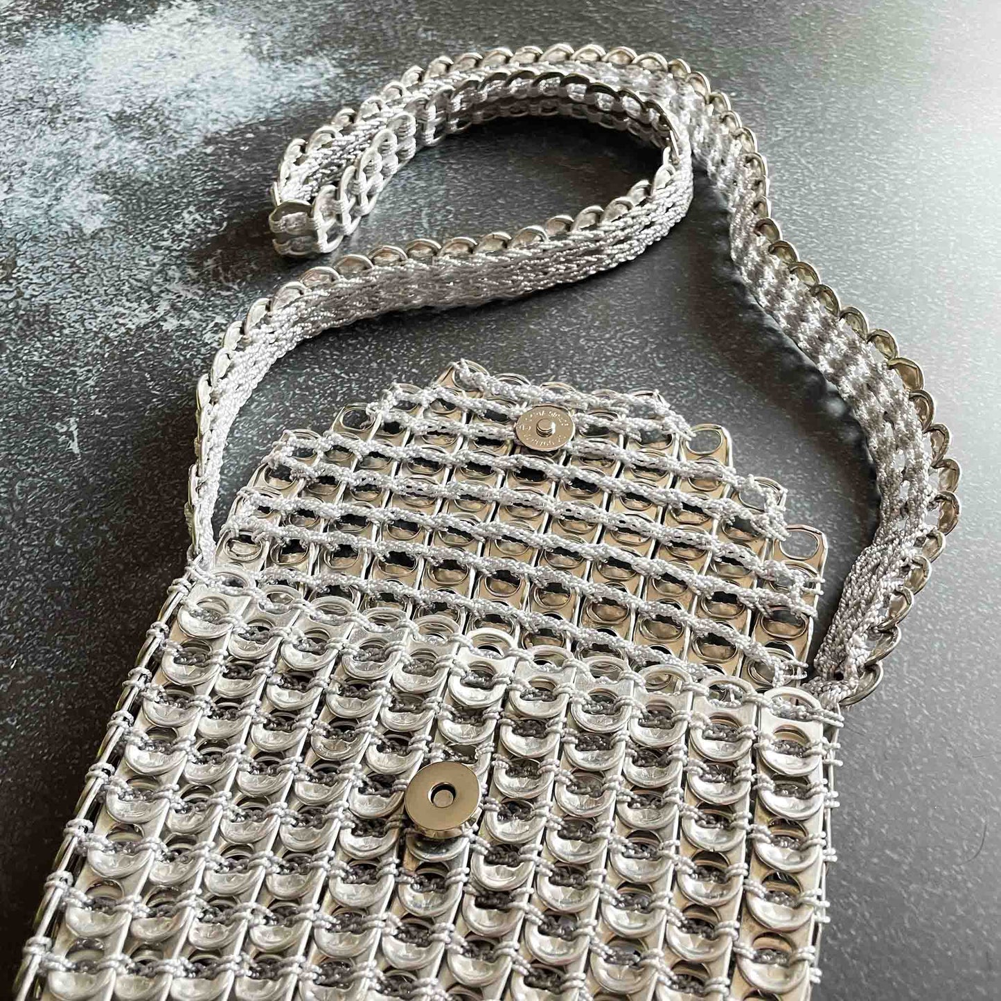 Emma Aluminum Can Tab Mini Mochila – Recycled, Handmade, Upcycled