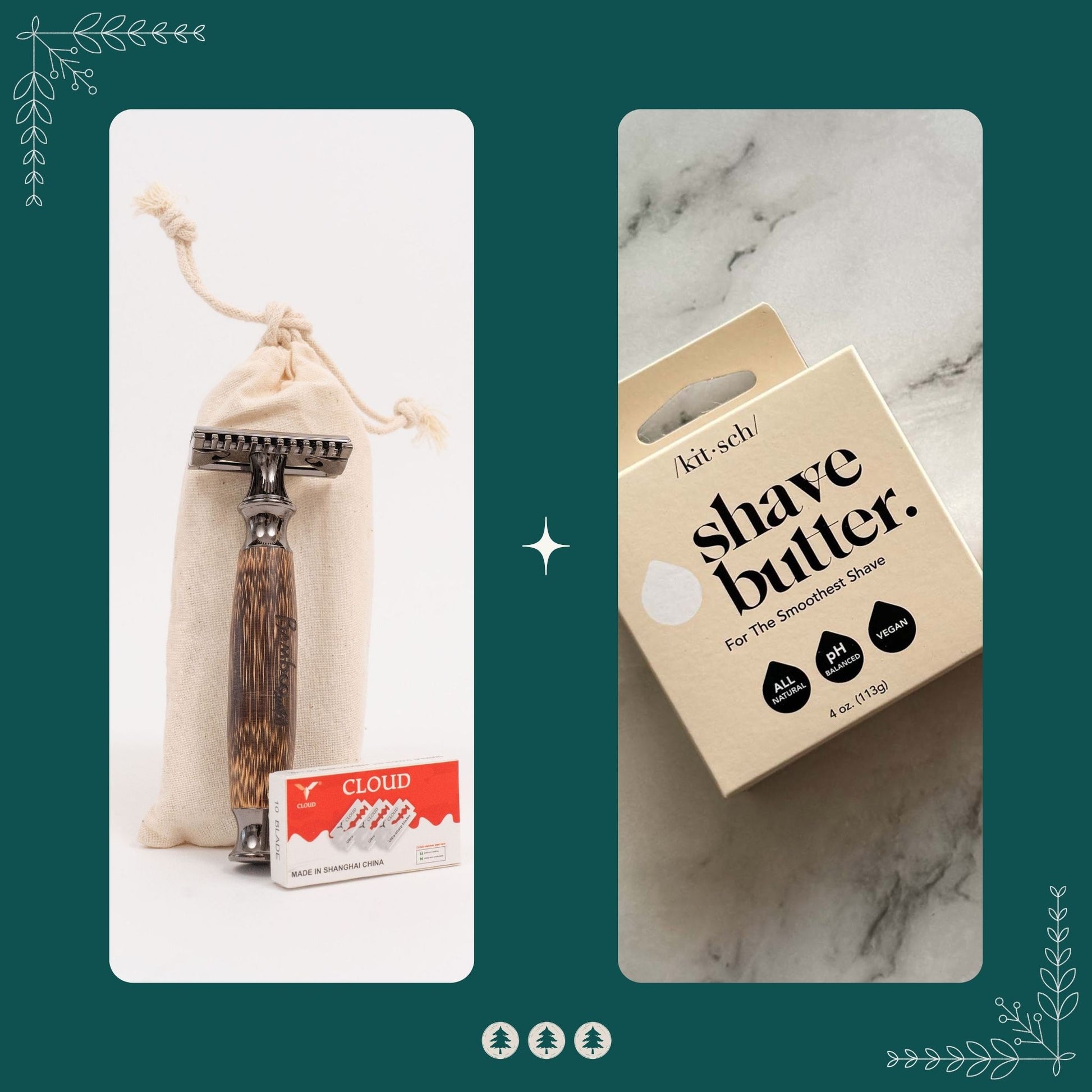 Shaving kit including a stainless steel safety razor and a shave butter bar