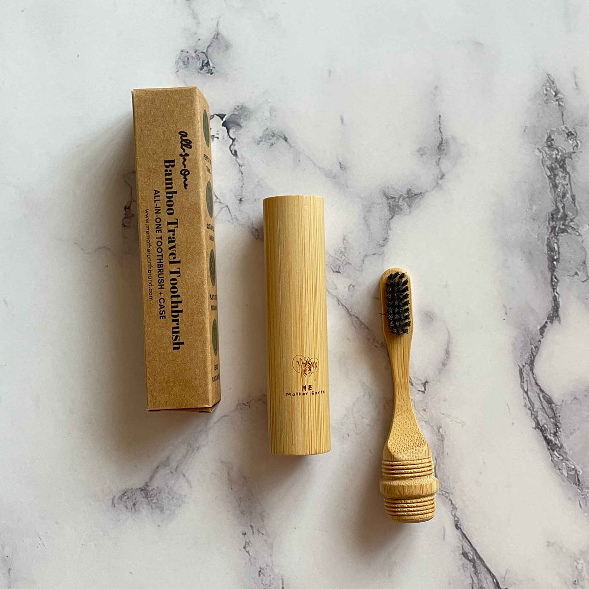 All in One Bamboo Travel Toothbrush - Plastic Free, Reusable