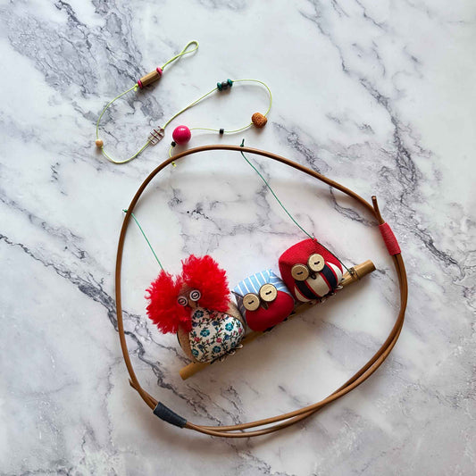 Upcycled Fabric Owl Mobile – Handcrafted Family of 3 Owls