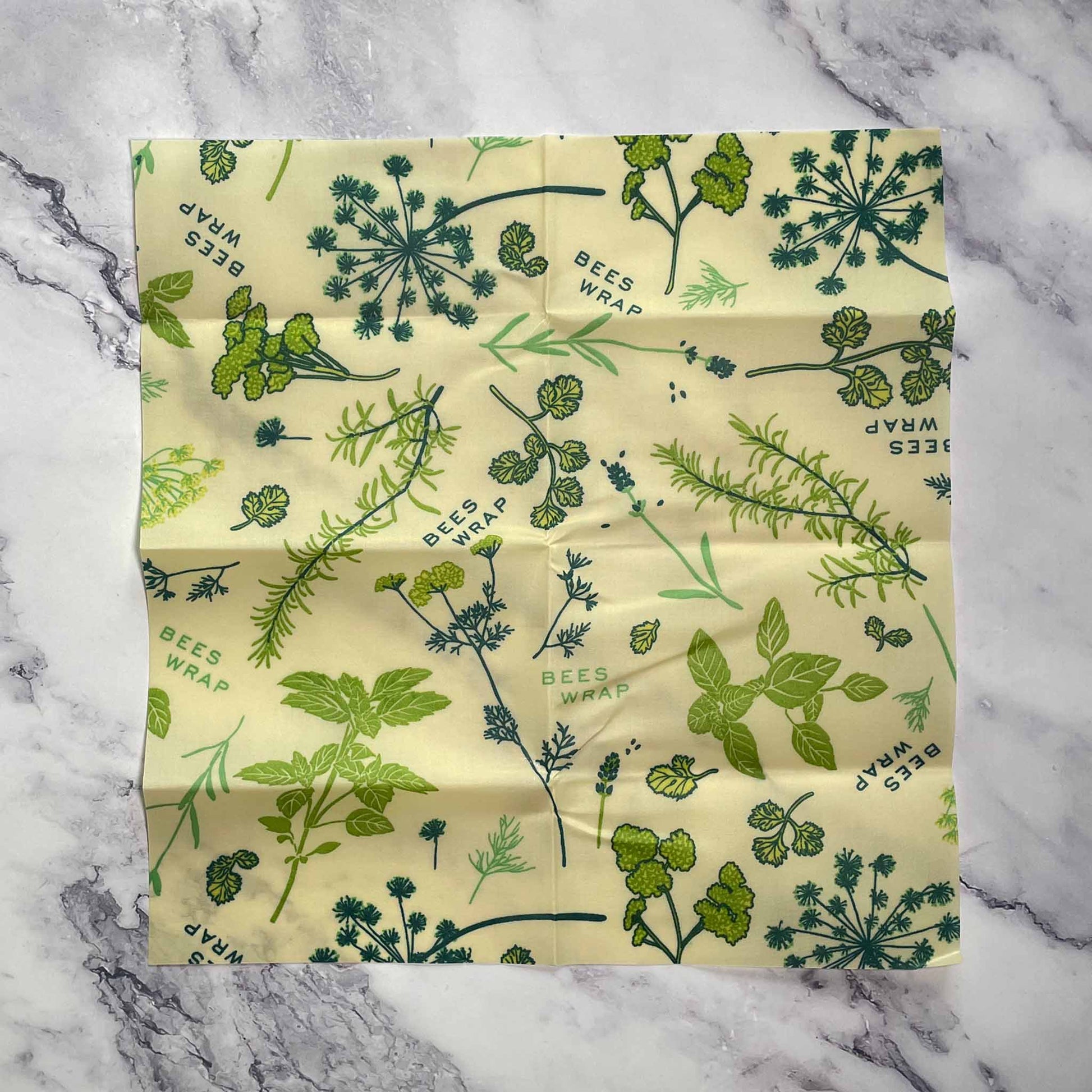 Vegan, Plant-Based Wax Wraps, Plastic-Free Food Wrap, Reusable, 3-Pack, Herb Garden Design Detail