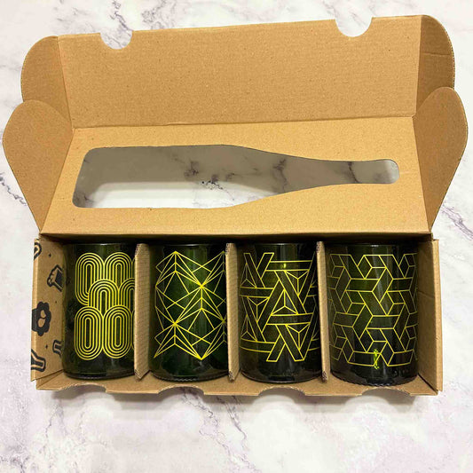 Upcycled Drinking Glasses - Handcrafted Glassware, 12 Oz, 4-Pack